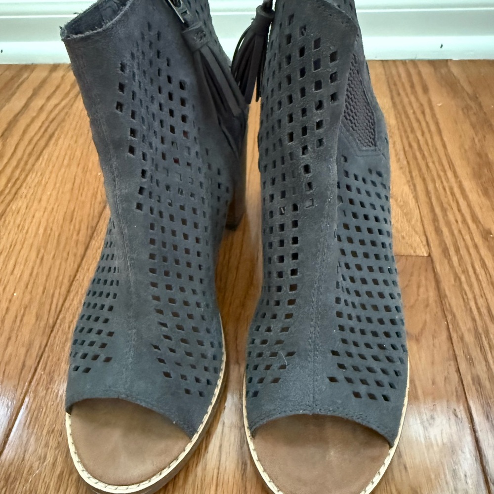 Toms Gray Perforated Ankle Booties
